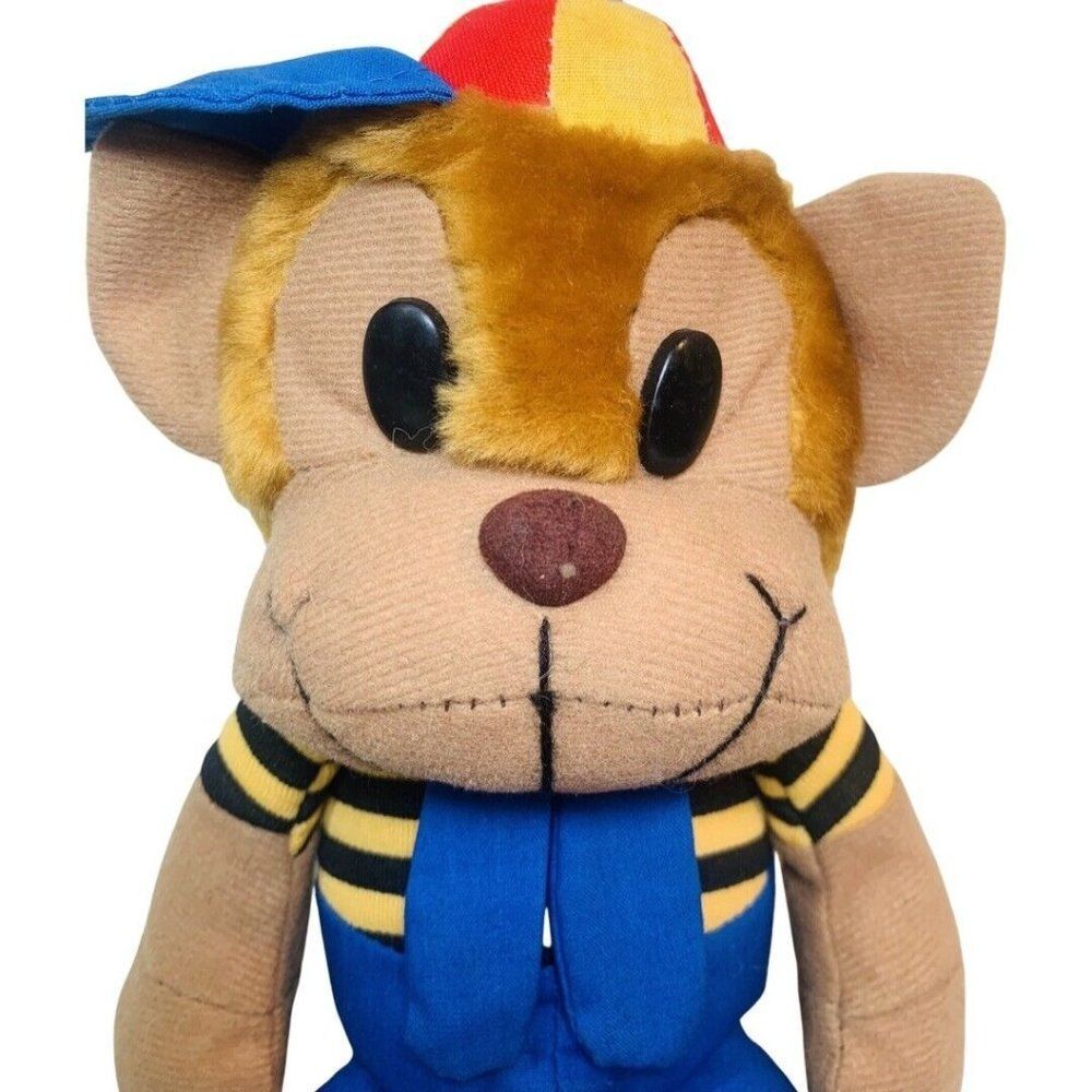 Vintage Nadel & Sons Toy Propeller hat Sailor Brown Monkey Plush Stuffed Toy 12"